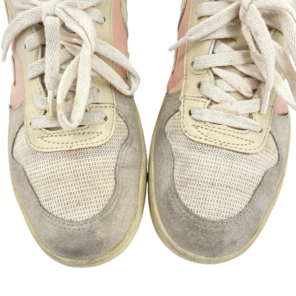 Veja V-10 Multico Colorblock Sneaker Suede Leather Pastel Pink Blue Cream Size 8 - Picture 7 of 16